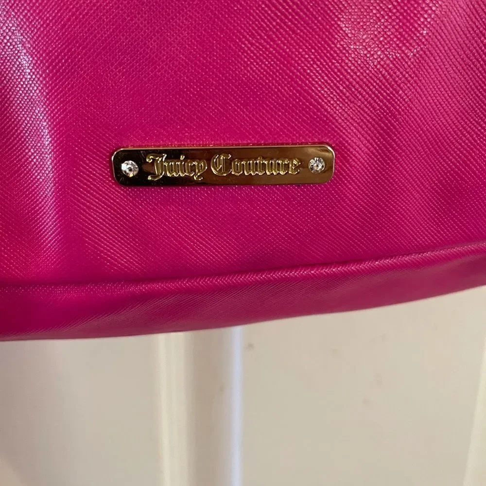 Juicy Couture hot pink & black &white tripes tote.